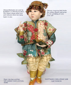 “Chrysos” by Sue Ranoa. Art doll created for the Hoffman Doll Challenge in 2011.